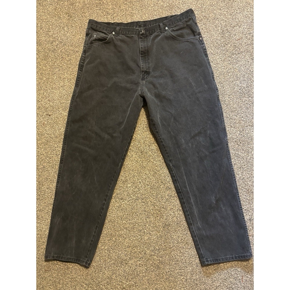 Wrangler Authentic Black Jeans Mens 34x30 Dark Wash Straight Leg Relaxed Fit